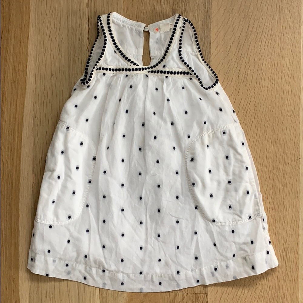 J. Crew Crew Cuts white dress with navy dots